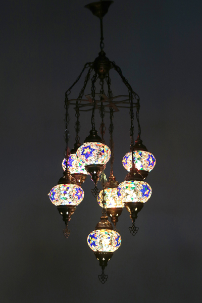 7in1 Antique Mosaic Laser Chandelier